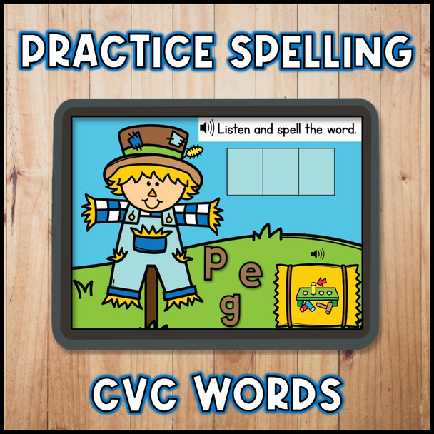  Fall CVC Short E Spelling Boom Cards™