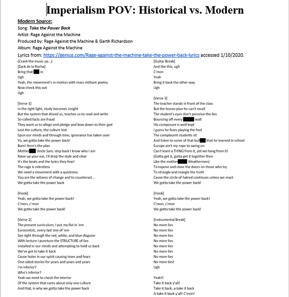 Imperialism POV: Historical vs. Modern