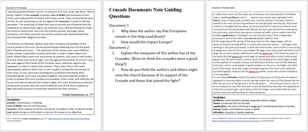 The End Of the Medieval Age Through Documents Activity