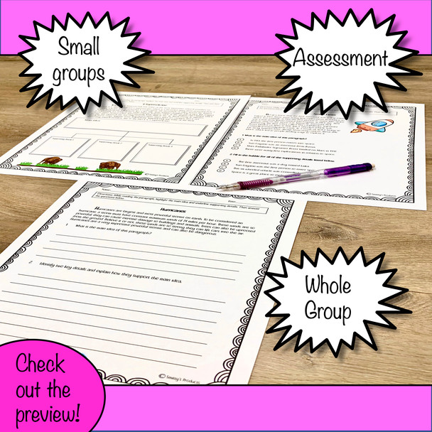 Main Idea & Supporting Details: Passages, Worksheets, & Assessment