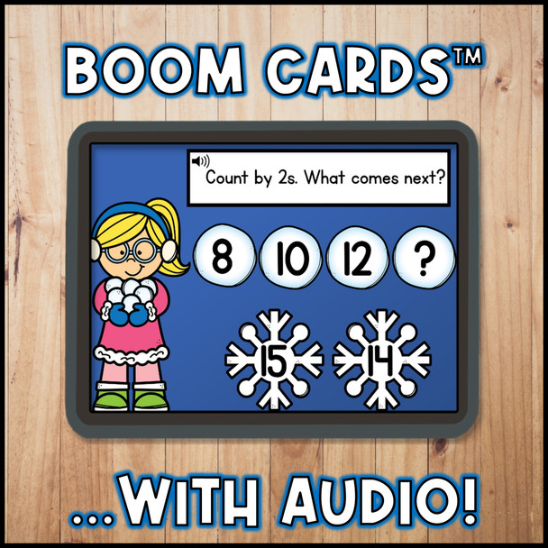  Winter Skip Counting by 2s Up to 50 Boom Cards™