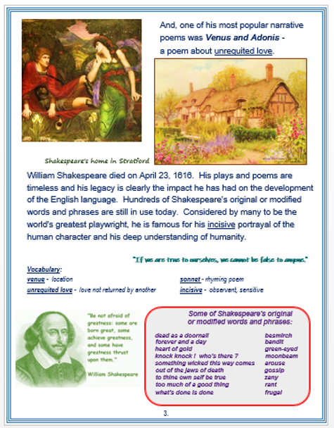 William Shakespeare + Assessments