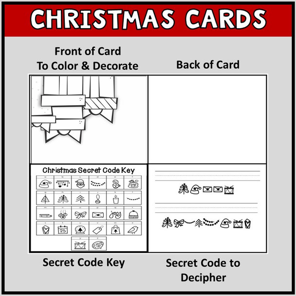 Christmas Party Activity - Secret Code Cards