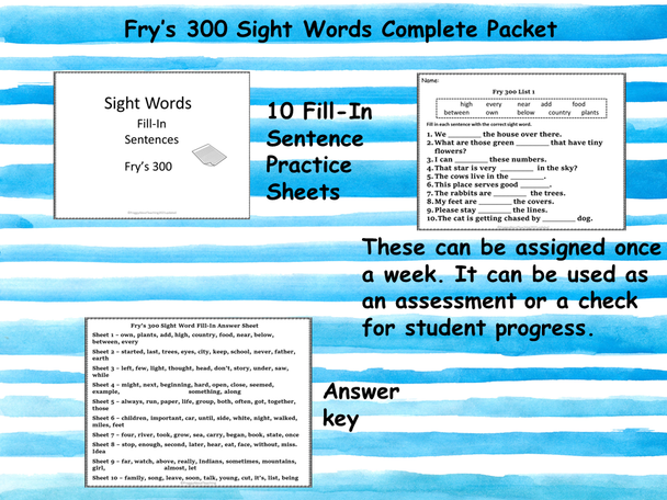 Fry Sight Word Activities Practice