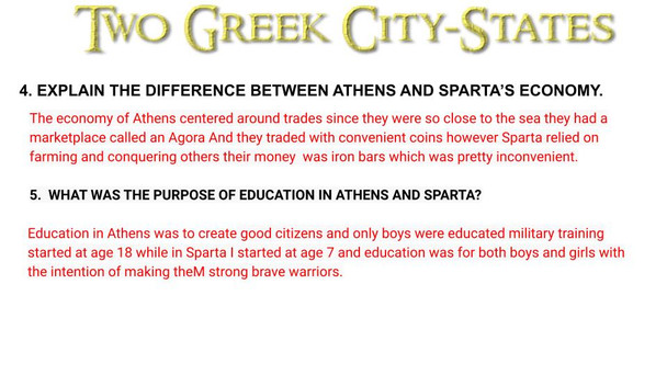 Athens VS. Sparta