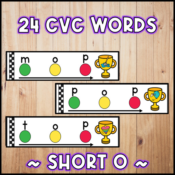 CVC Blending Strips Short O Words | Science of Reading Phonemic Awareness