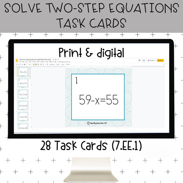 Solve Two-Step Equations Task Cards (Print & Digital)