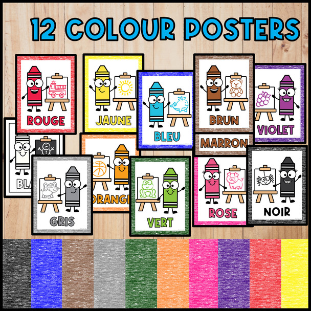 French Color Posters – Crayon Theme | Affiches pour les couleurs