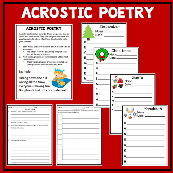 Writing Poetry Christmas Winter Theme 