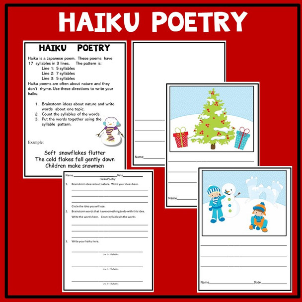 Writing Poetry Christmas Winter Theme 
