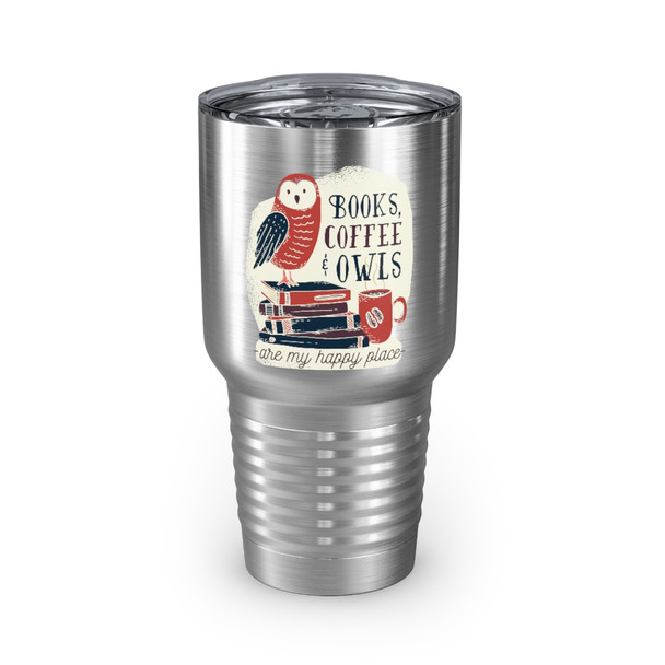 "Books, Coffee & Owls" Ringneck Tumbler, 30 oz.