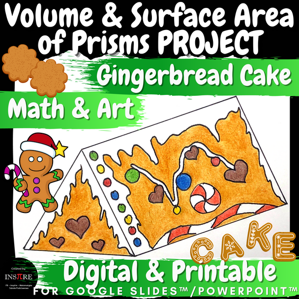 Christmas Gingerbread Math Project Volume & Surface Area of Prisms Winter PBL