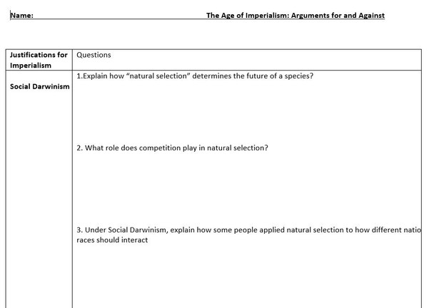 Origins and Effects of the Age of Imperialism: Debate Activity