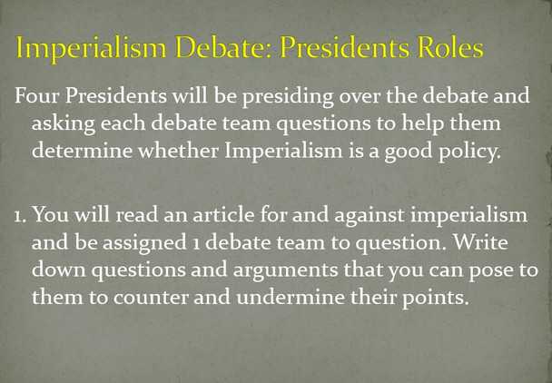 Origins and Effects of the Age of Imperialism: Debate Activity