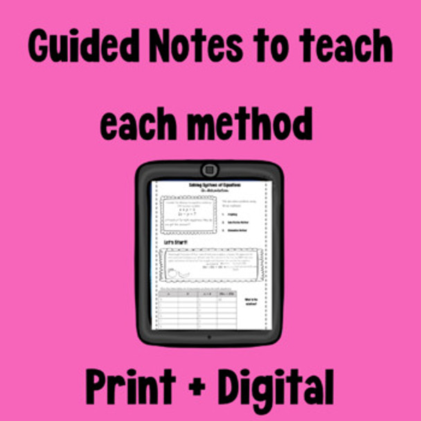 Solving Systems of Equations by Graphing Substitution & Elimination Guided Notes