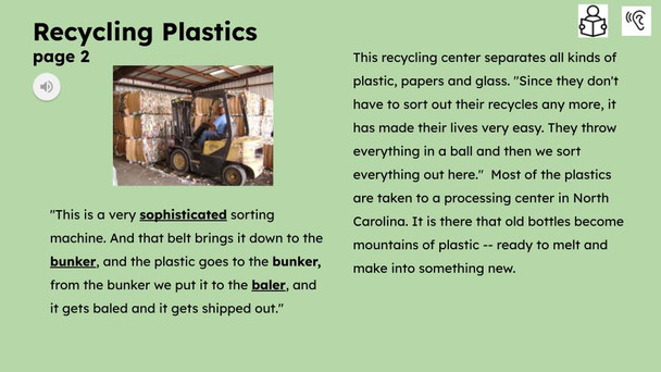 Recycling Plastic Part 1 Informational Text Reading Passage and Activities