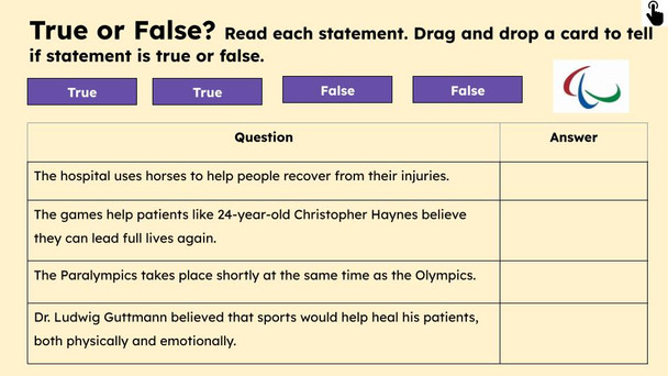 How the Paralympics Were Born Informational Text Reading Passage and Activities
