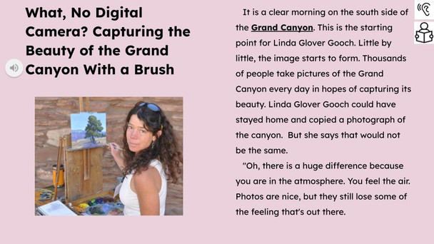 Grand Canyon With a Brush Informational Text Reading Passage and Activities