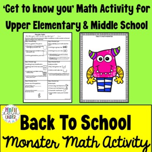 Monster Math! A Back to School Activity for Upper Elementary & Middle School