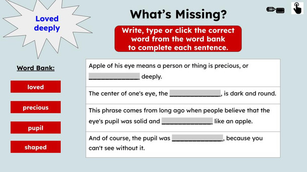 FREE Apple of One's Eye Figurative Language Reading Passage and Activities