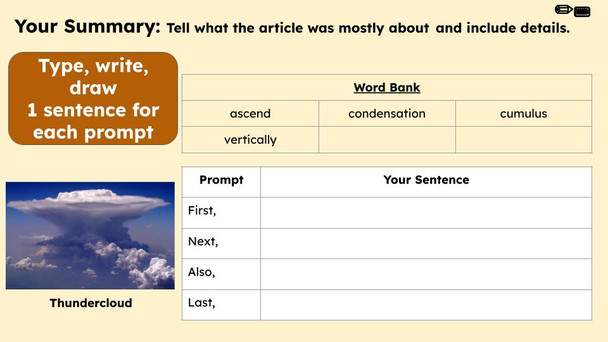 Cumulus Clouds Informational Text Reading Passage and Activities