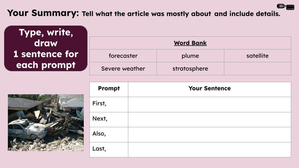 Predicting Severe Weather Informational Text Reading Passage and Activities