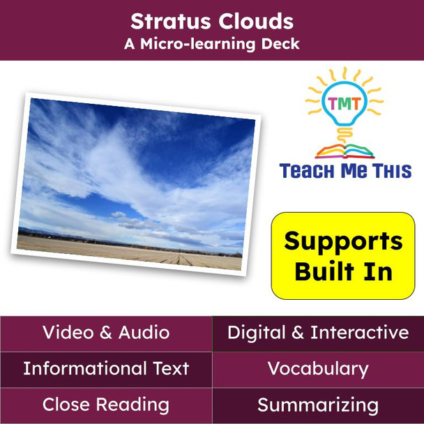 Stratus Clouds Informational Text Reading Passage and Activities