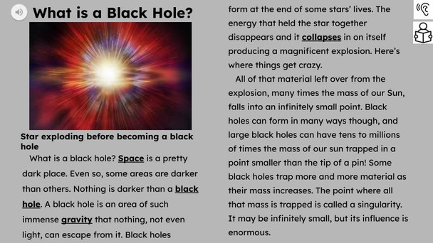 What is a Black Hole? Informational Text Reading Passage and Activities