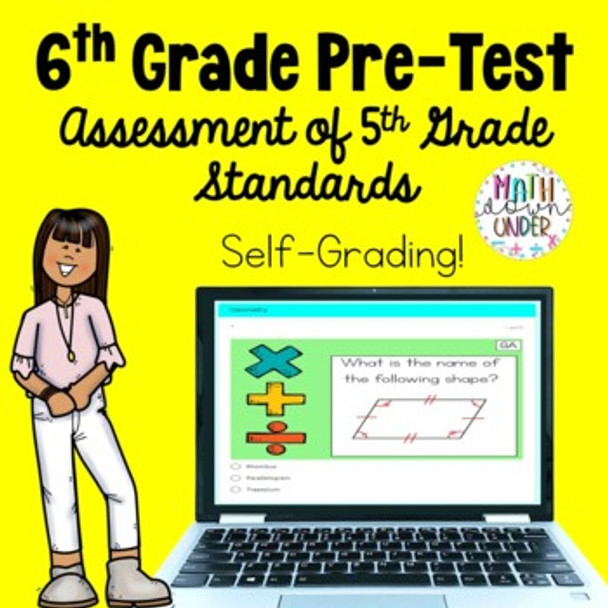 6th Grade Math Pre-Test for Beginning of Year - Digital Google Form