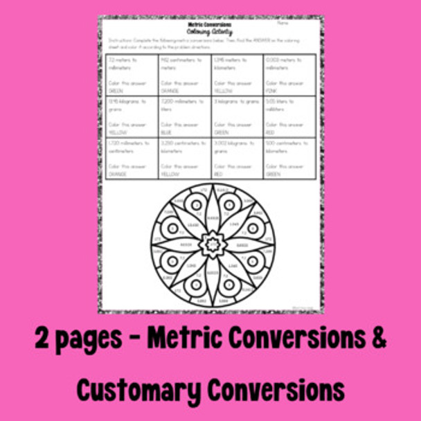 Unit Conversions - Metric & Customary Coloring Activities