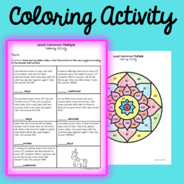 GCF and LCM Activities - Coloring, Cut n Paste, BINGO, Puzzle