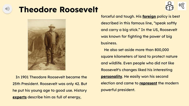 President Theodore Roosevelt Informational Text Reading Passage and Activities