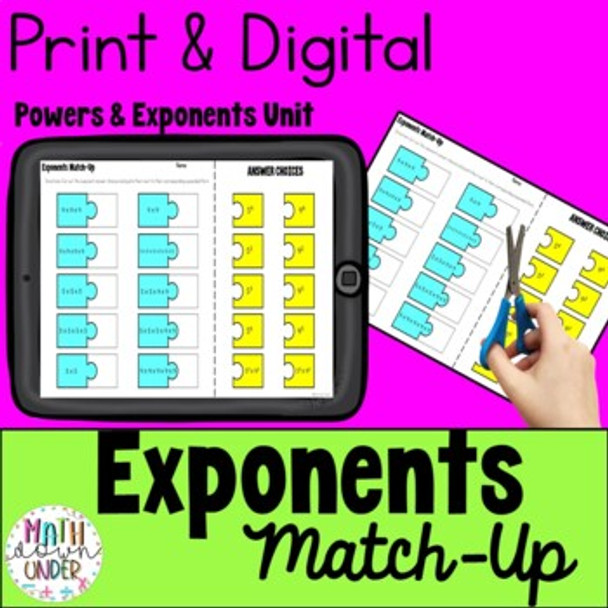 Exponents Match Up Activity - PDF & Digital