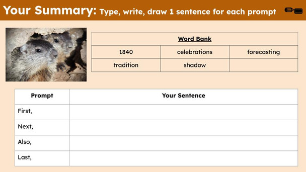 Groundhog Day Informational Text Reading Passage and Activities