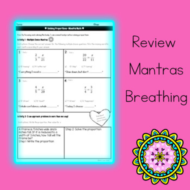 Solving Proportions Mindful Math Activities - Digital & PDF