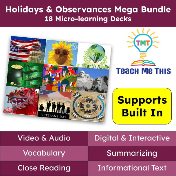 Holidays Informational Text Reading Passage and Activities Mega BUNDLE