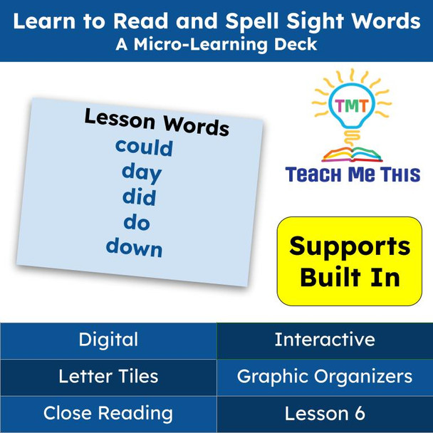 Learn to Read and Spell Sight Words Lesson 6