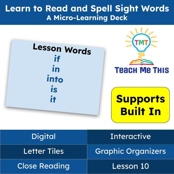 Learn to Read and Spell Sight Words Lesson 10