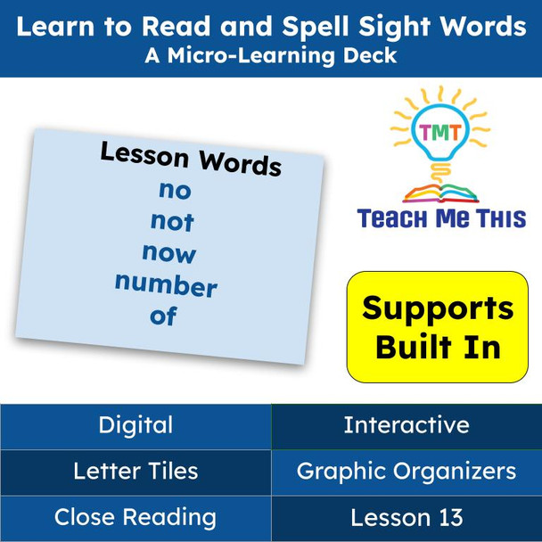 Learn to Read and Spell Sight Words Lesson 13