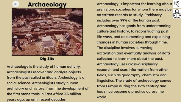 Archaeology Informational Text Reading Passage and Activities