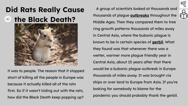 Black Death Plague Informational Text Reading Passage and Activities