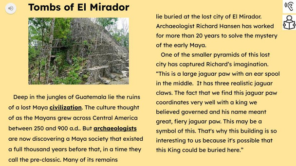 Maya Empire Informational Text Reading Passage and Activities