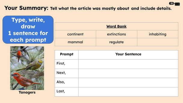 Birds Informational Text Reading Passage and Activities