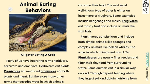 Animal Eating Behaviors Informational Text Reading Passage and Activities
