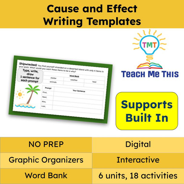 Cause and Effect Writing Prompts and Graphic Organizers