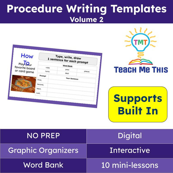 Procedure Writing Prompts and Graphic Organizers Volume 2