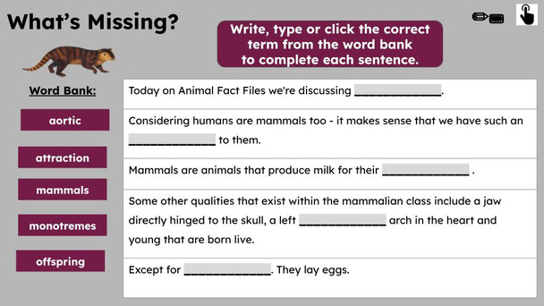 Mammals Informational Text Reading Passage and Activities