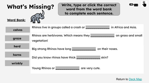 Rhinos Informational Text Reading Passage and Activities