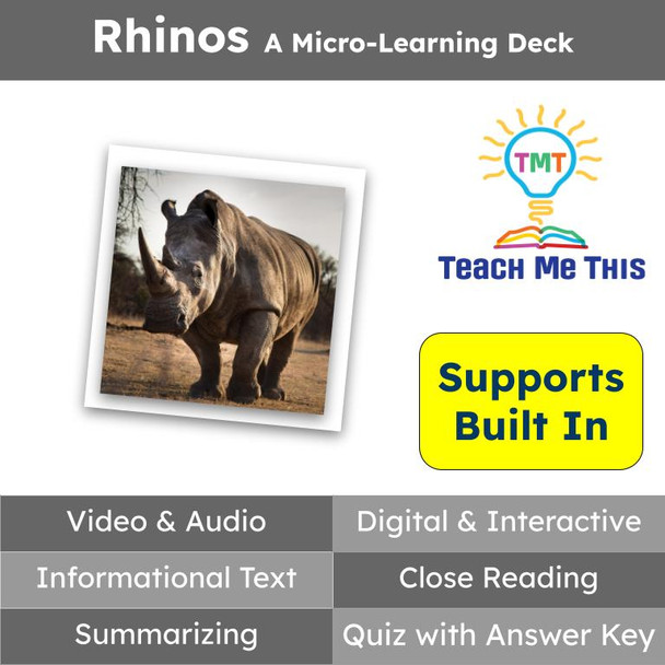 Rhinos Informational Text Reading Passage and Activities