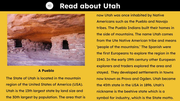 Utah (50 States and Capitals) Informational Text and Activities